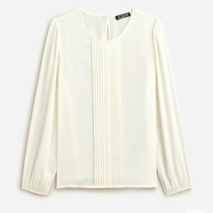 J.Crew Pleated Button-Back Top Blouse Ivory BU101 XXS NWT